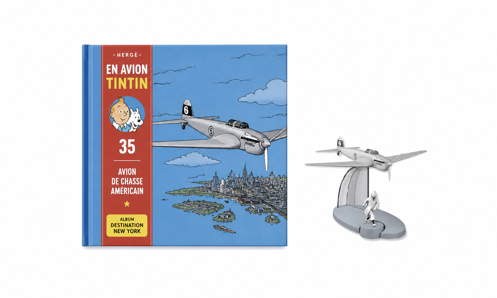Avion Tintin 35 - Avion de chasse américain avec livre