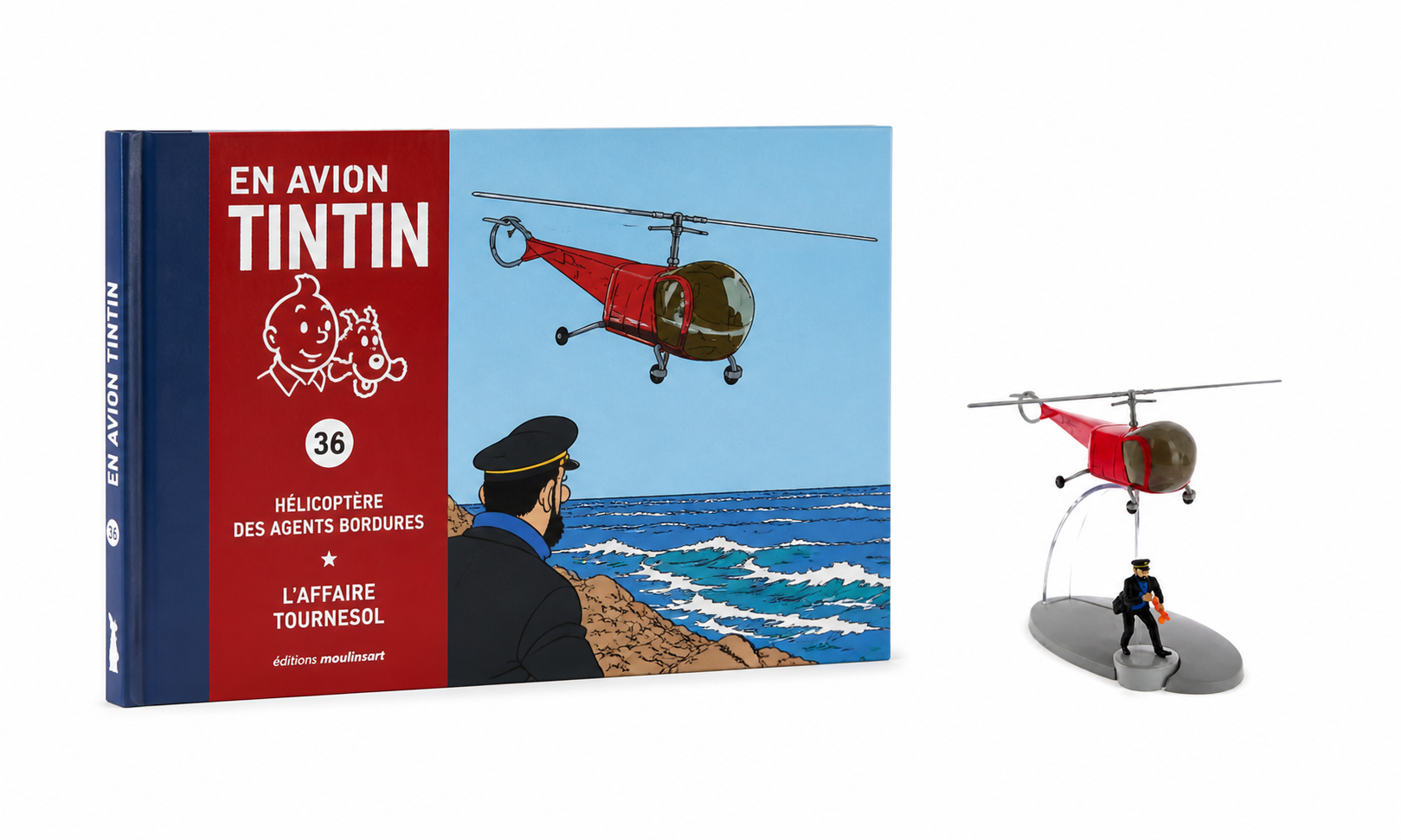 Avion Tintin 36 - Hélicoptère des agents bordures avec livre