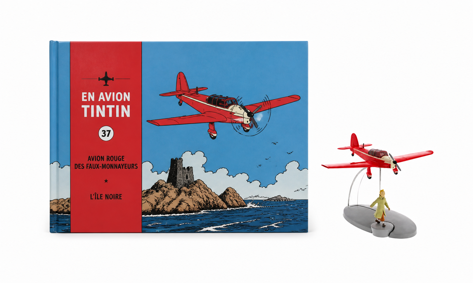 Avion Tintin 37 - Avion rouge des faux-monnayeurs avec livre
