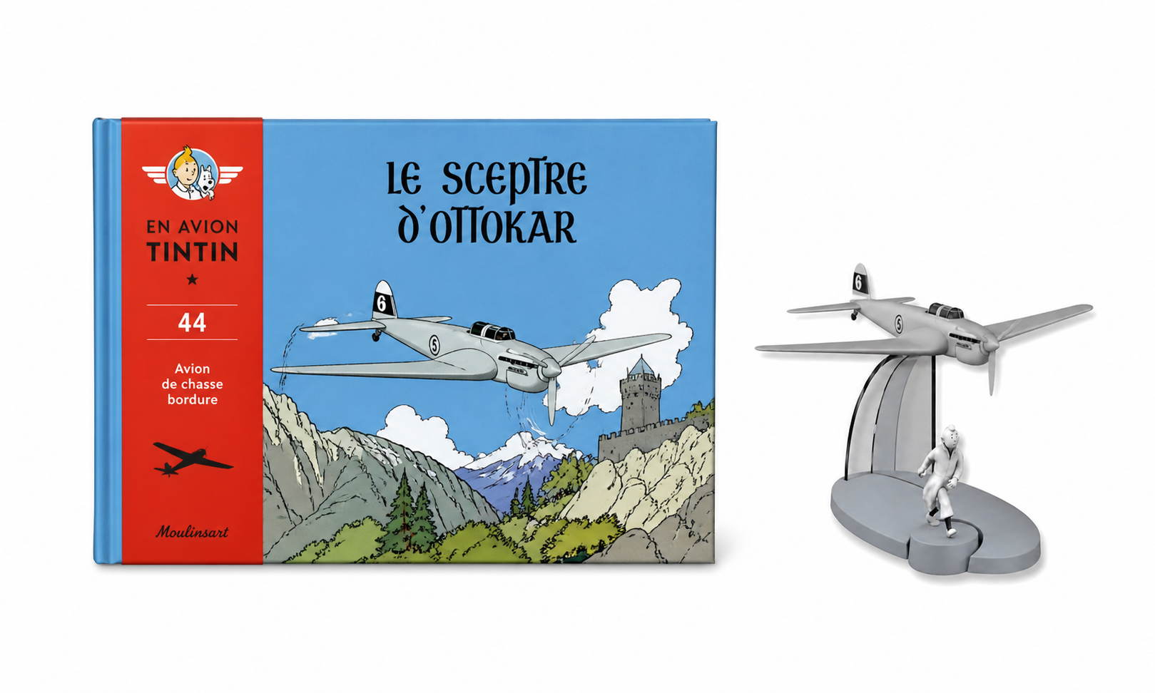 Avion Tintin 44 - Avion de chasse bordure avec livre