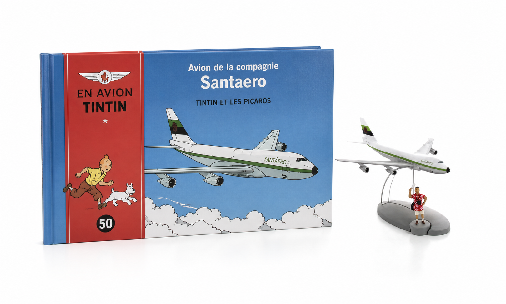 Avion Tintin 50 - Avion de la compagnie Santaero avec livre