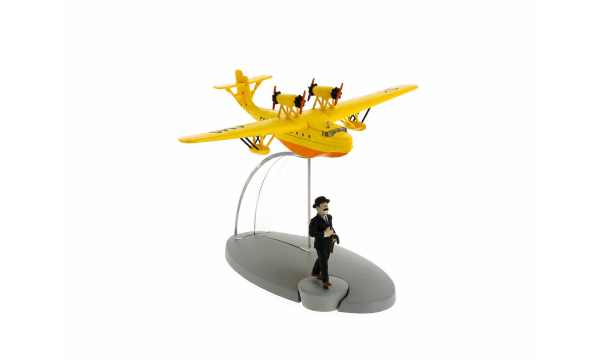 Avion Tintin 25 - Hydravion jaune avec figurine Dupont