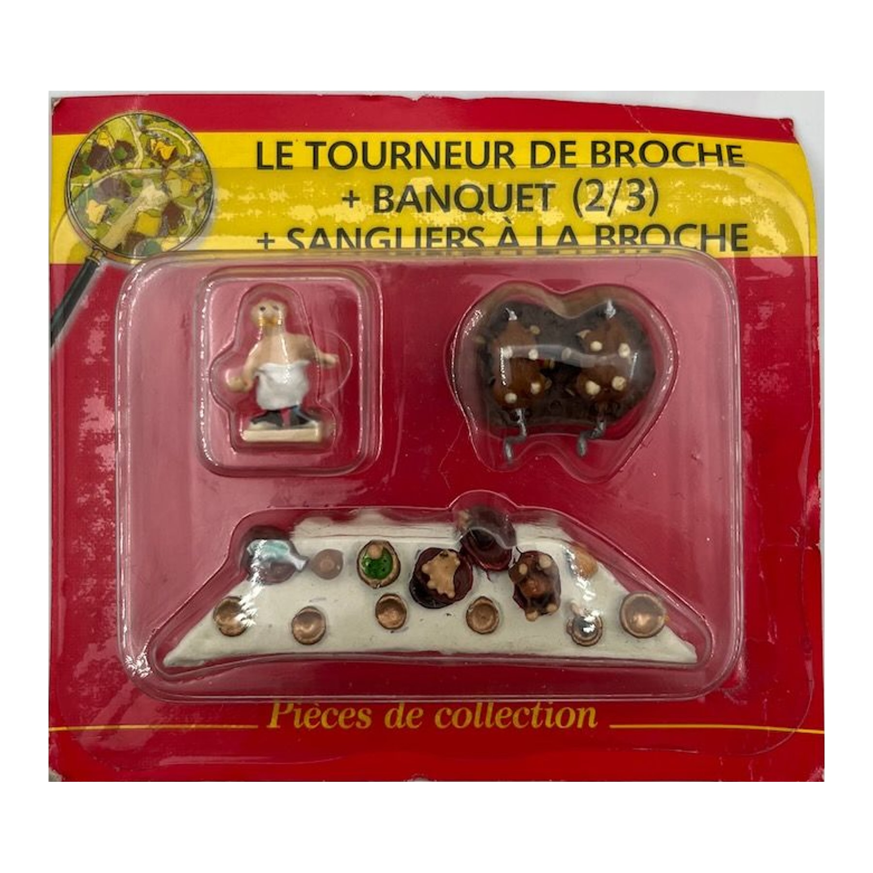 N° 20 – Le tourneur de broche, le banquet et des sangliers à la broche – blister Village Astérix Atlas