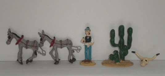 Lucky Luke n° 25 – Horace P.Greeley + les chevaux du chariot + le cactus