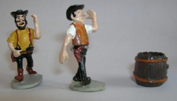 Lucky Luke n° 33 – Les deux cow-boys porteurs de rail + le tonneau ouvert